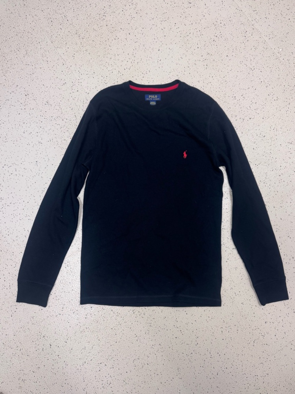 Polo Ralph Lauren Shirt Black Red Pony Long-Sleeve Thermal Sleepwear Medium